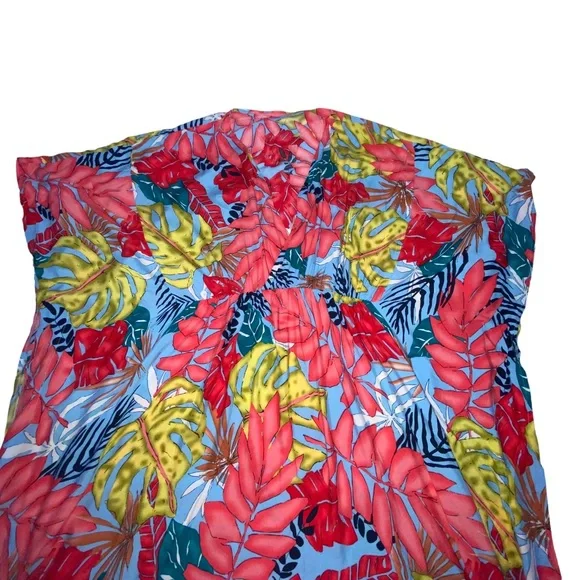 ✨NEW ✨ Boho Maxi Tropical Floral Colorful Caftan Beach Swim Cover Up Dress OS - Picture 9 of 16